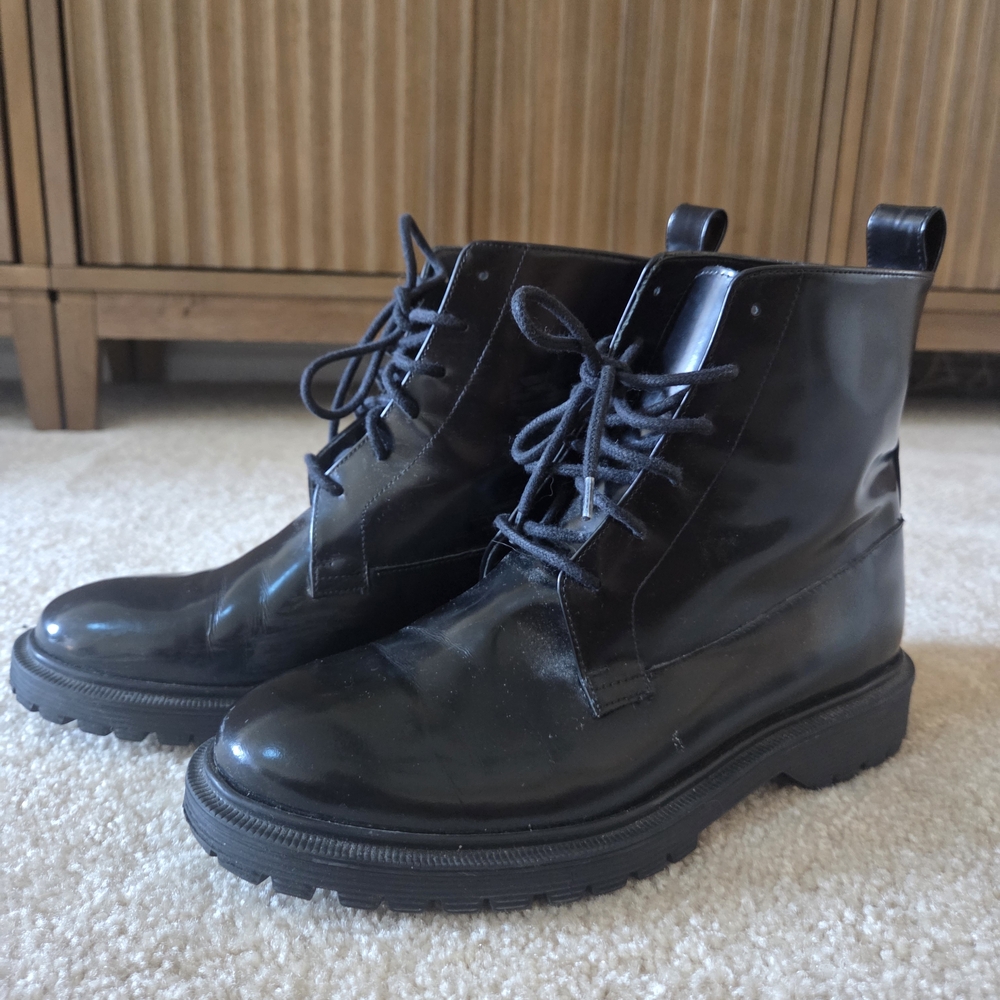 & Other Stories Black Leather Lace Up Boots